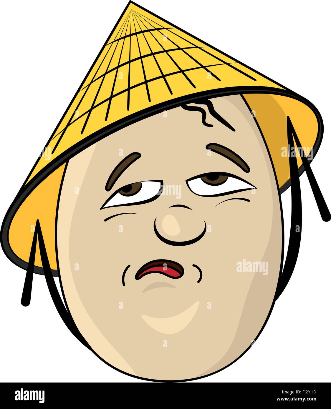 Chinaman Funny Cartoon Egg Face Character Vector Illustration Stock Vector