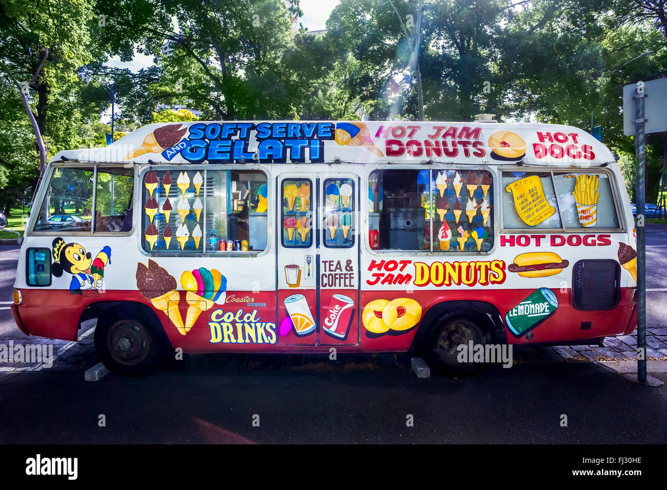 Icecream and food service bus Fitzroy Gardens, Melbourne Australia