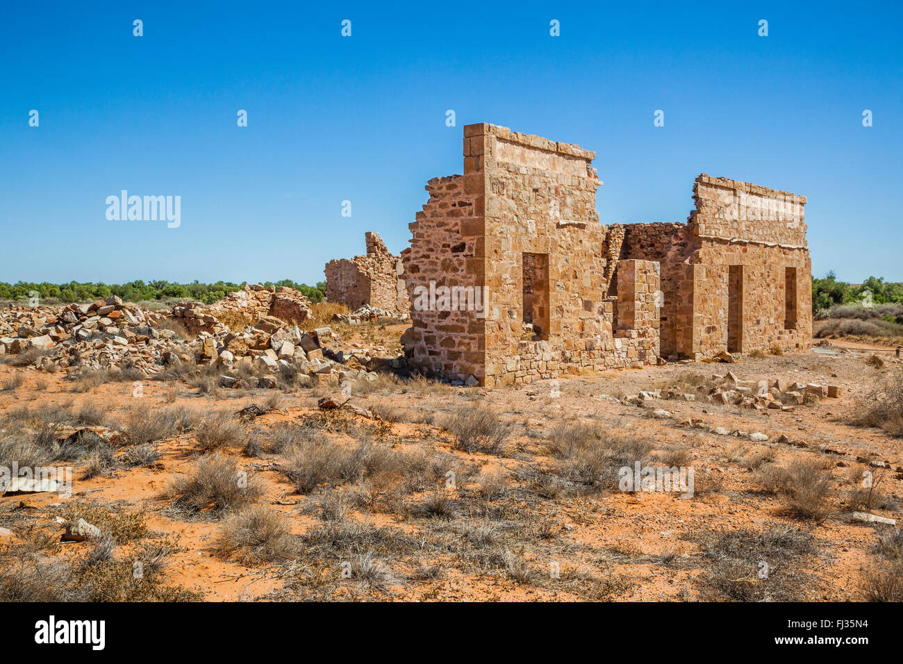 ruins at Farina ghost town, which fell into decline with the closure of the old Ghan Railway in South Australia Stock Photo