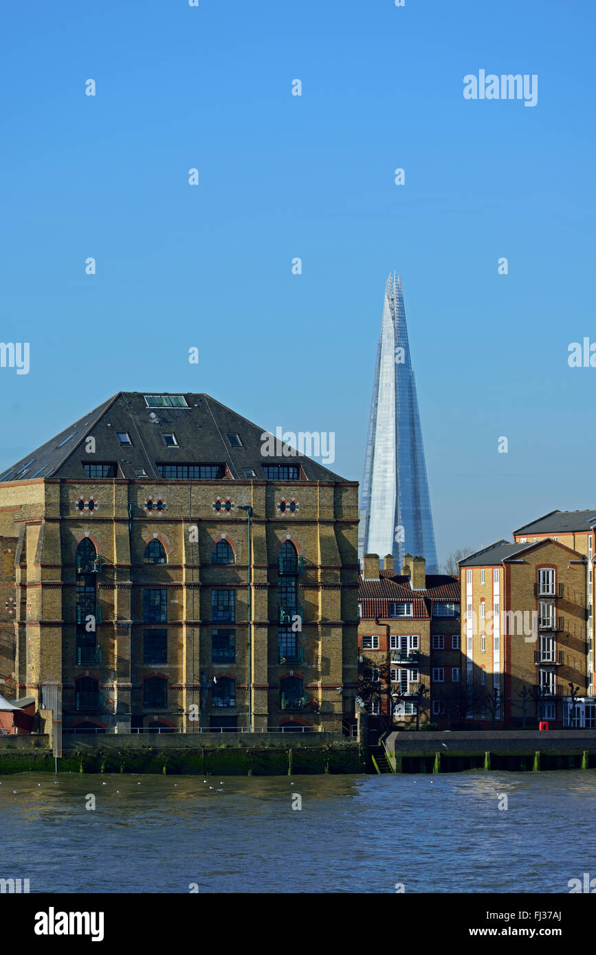 Columbia Wharf and the Shard, Rotherhithe, London, United Kingdom Stock Photo