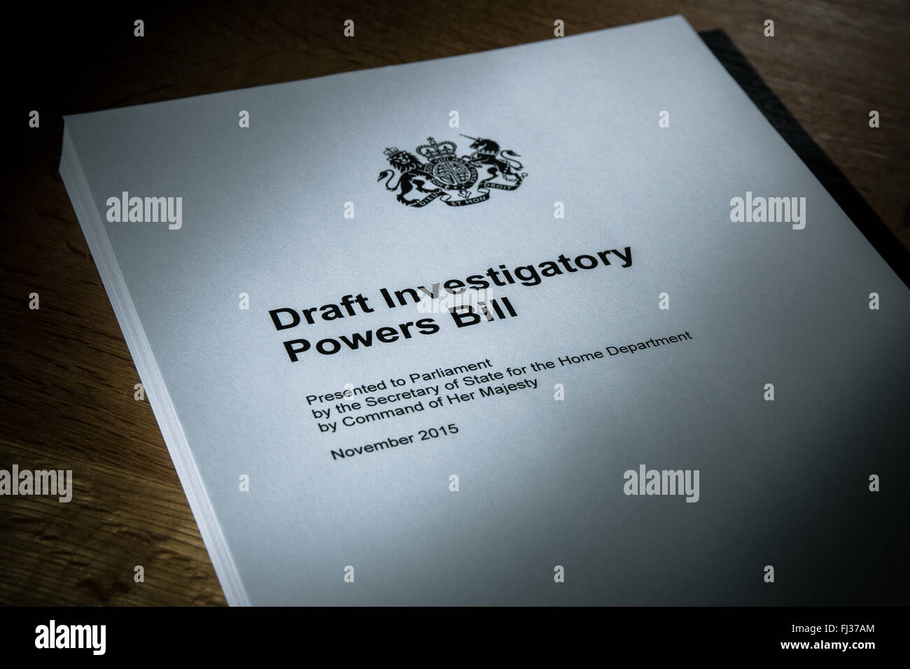 A print out of the Draft Investigatory Powers Bill Stock Photo