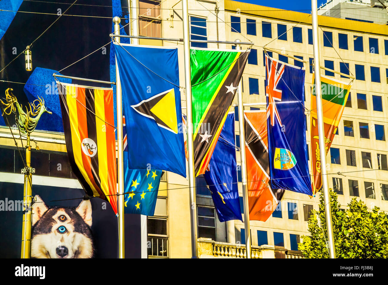 Colourful flags, Melbourne Australia Stock Photo Alamy