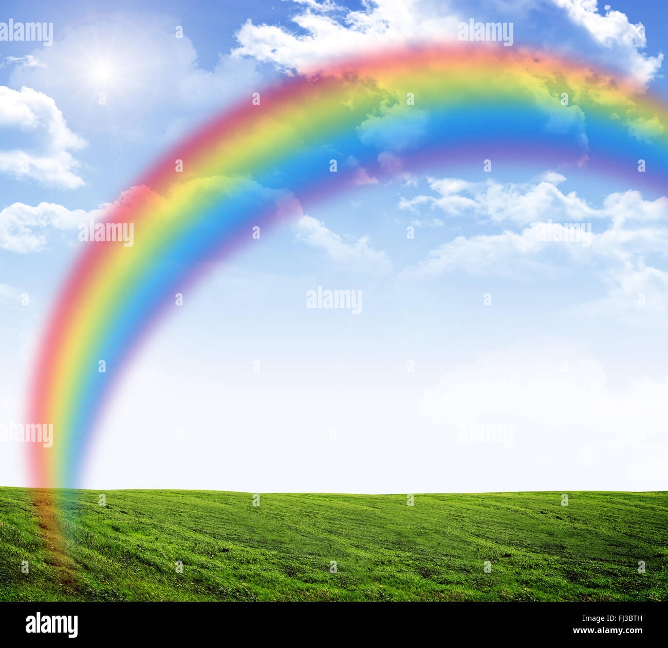 Blue sky with rainbow Stock Photo - Alamy