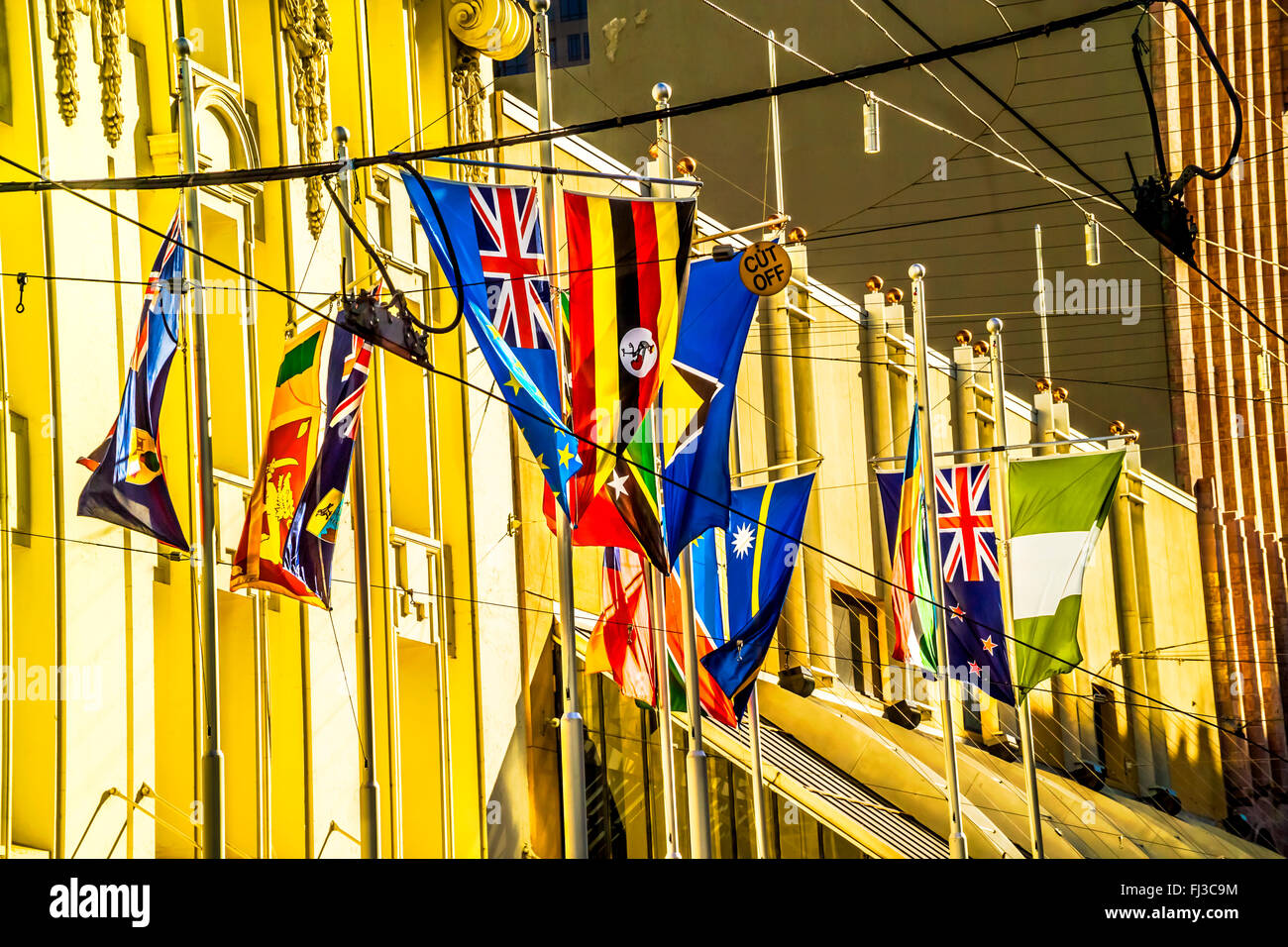 Colourful flags, Melbourne Australia Stock Photo Alamy