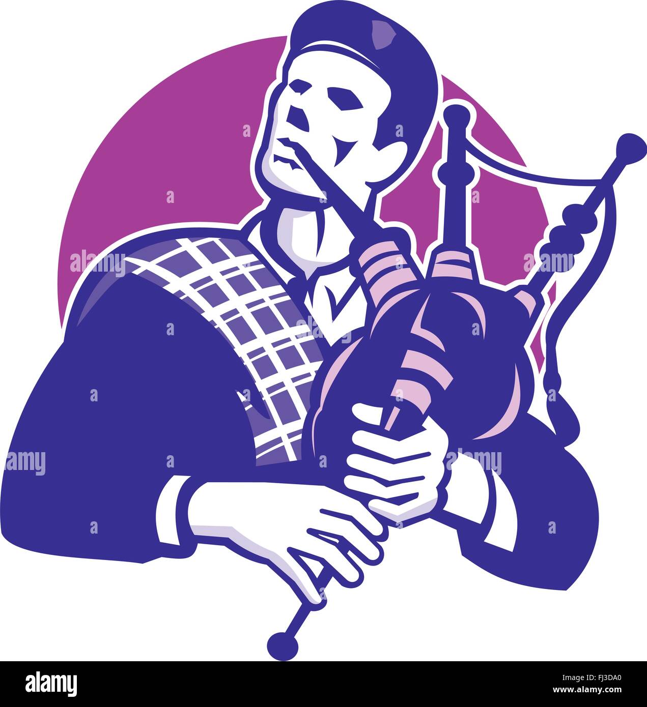 Scottish piper playing bagpipes Stock Vector Images Alamy
