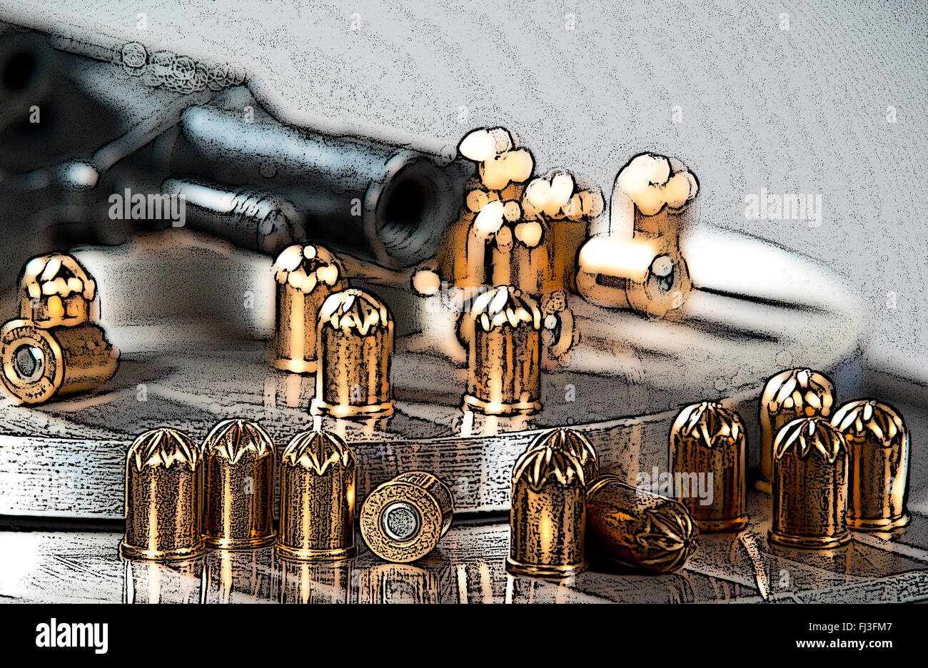illustrationl of a revolver with blank cartridges Stock Photo