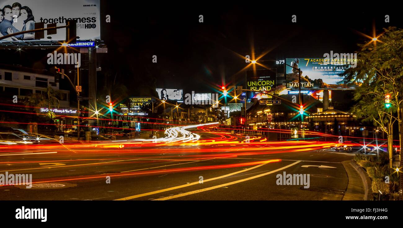 Sunset Strip, Night Stock Photo