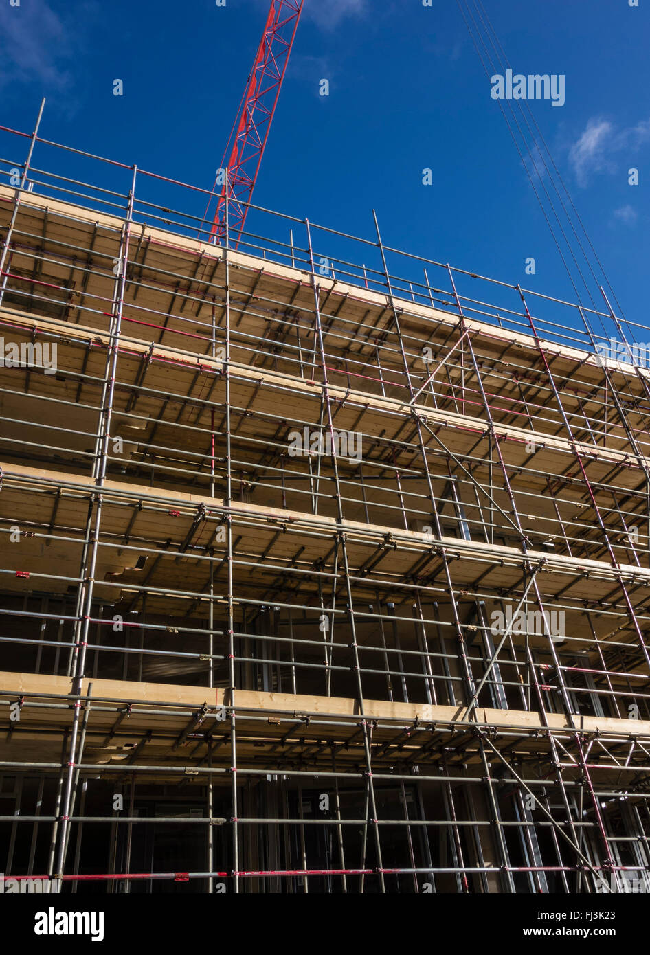 Construction Site of Flats with Scaffolding and a Crane in Bournemouth