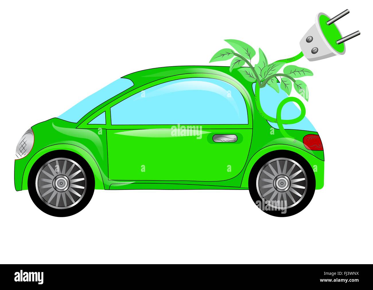 green electric car isolared on white background Stock Vector Image ...