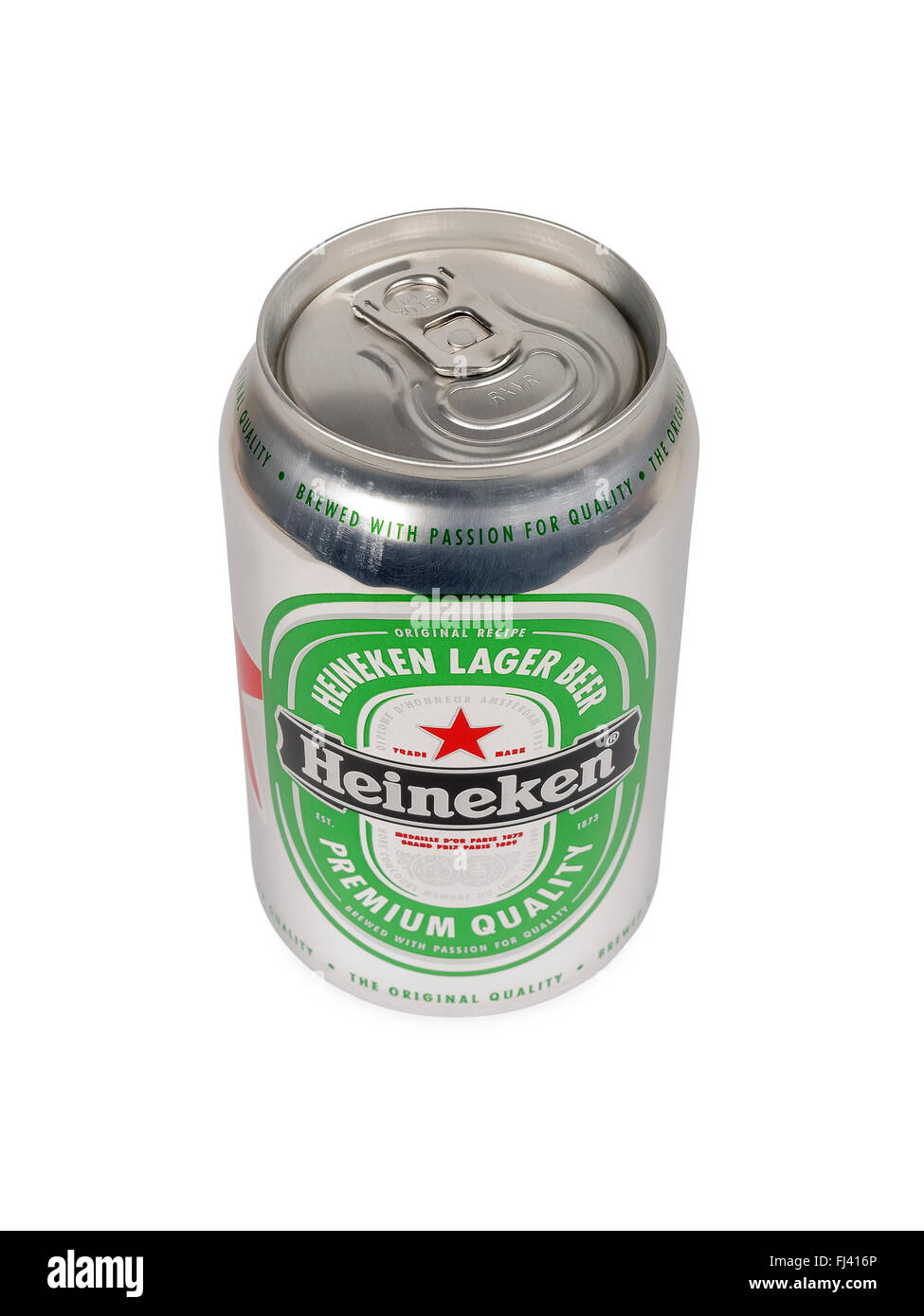 Heineken Beer on white background with clipping path. Stock Photo