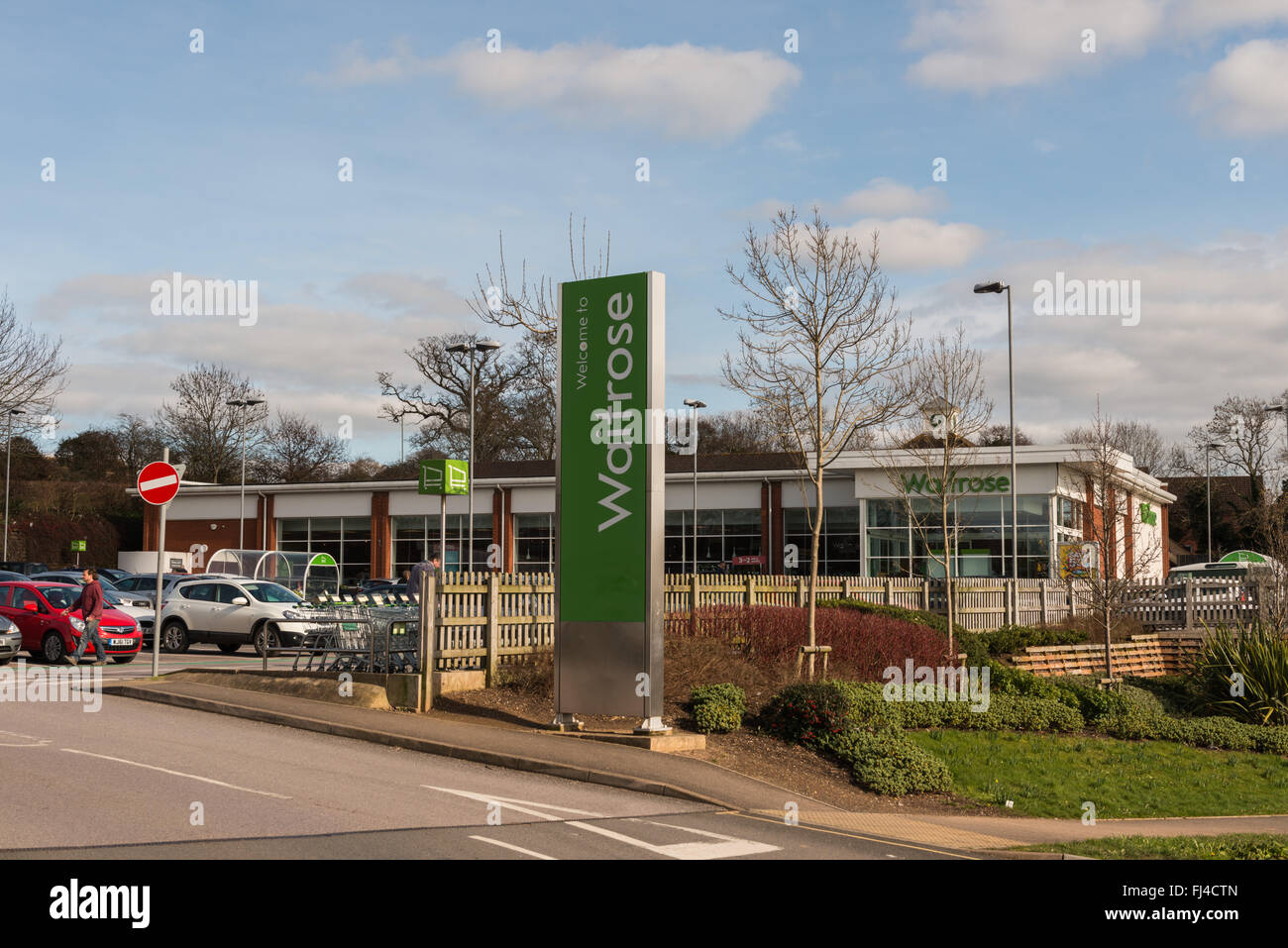 Sidmouth, Devon. The Waitrose supermarket and car park at Sidmouth. Stock Photo