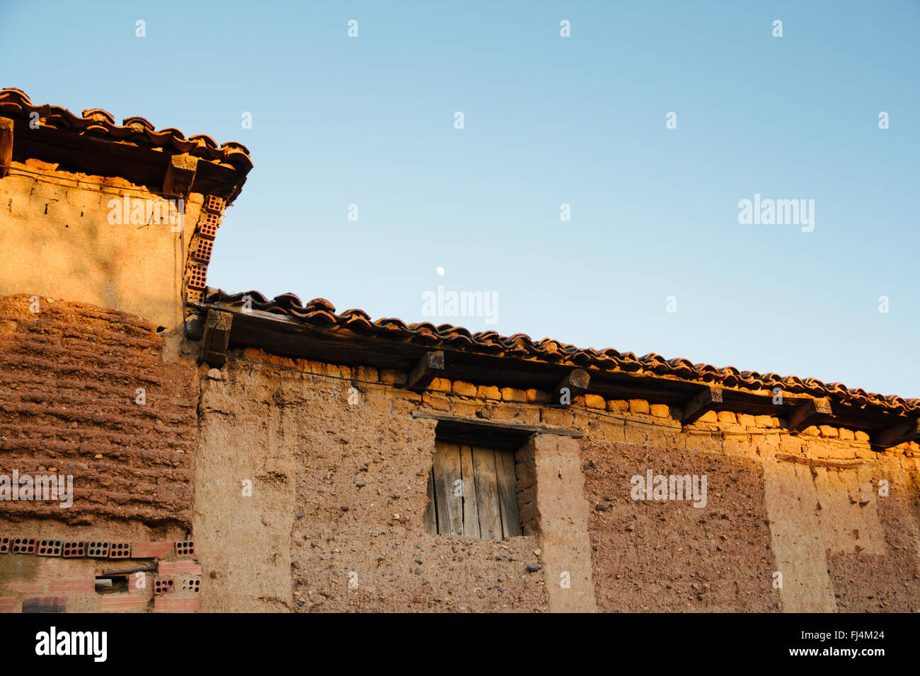 Traditional house made of adobe in Villaquilambre, León. Spain Stock Photo
