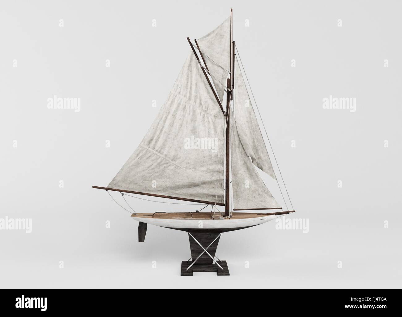 Model of sailboat ship isolated on white background (3D Rendering Stock ...