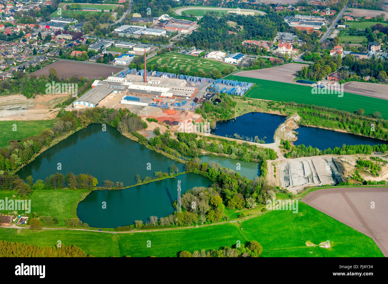 Olfry-Ziegelwerke in Vechta, Tonbergsee, aerial view, Germany, Lower Saxony, Oldenburger Muensterland, Vechta Stock Photo