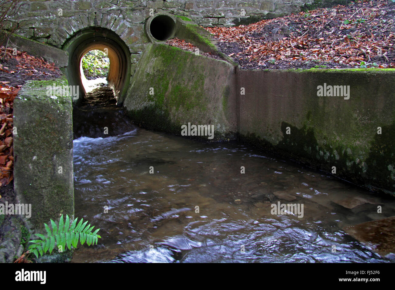 river regulation under a road, Germany Stock Photo