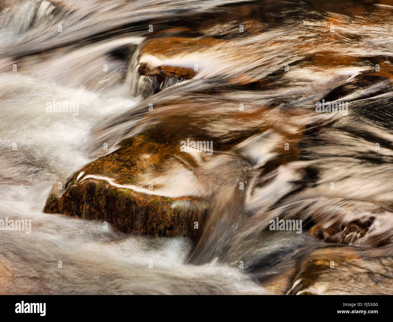 running water in rocky creek, Germany, Saxony, Erz Mountains, Schwarzwassertal Stock Photo