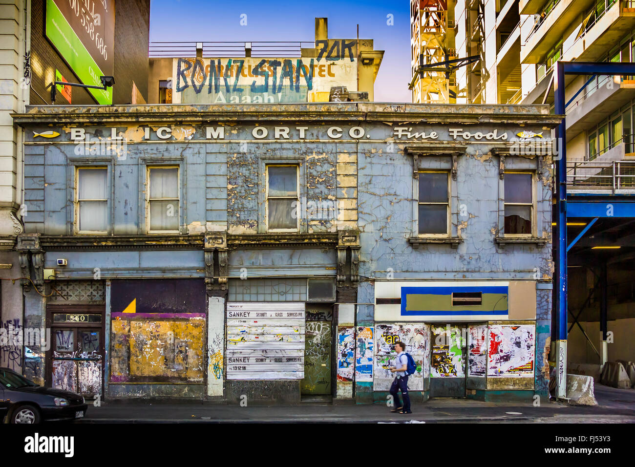 Old decaying building in the city of Melbourne Australia Stock Photo