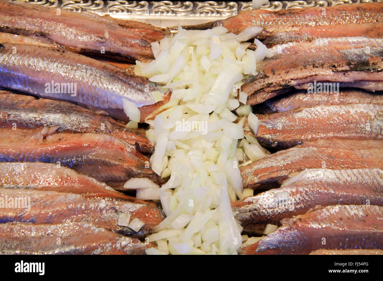 Dutch soused herrings with onions Stock Photo