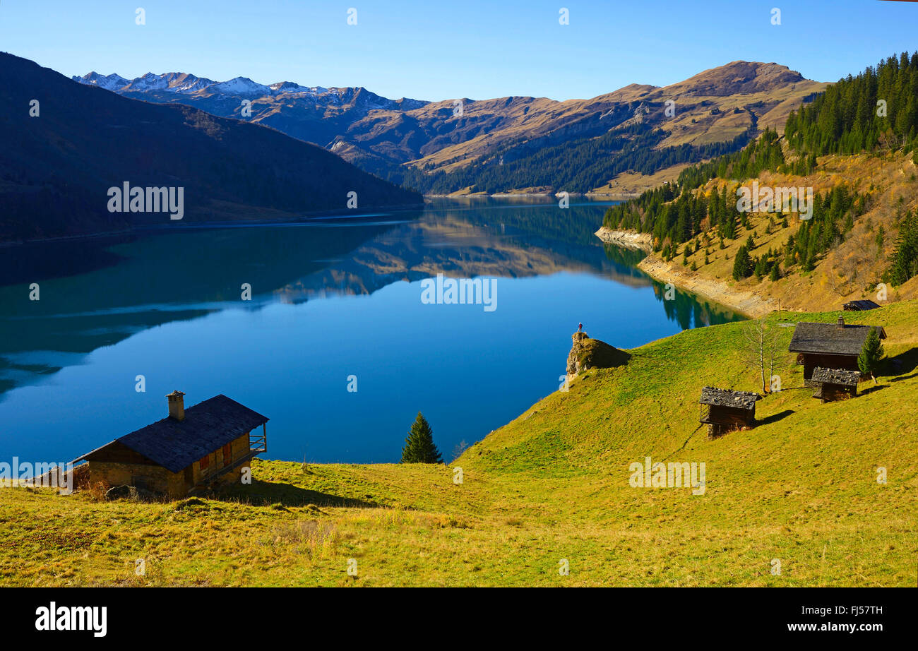 Storage Lake Lac De Roselend In Autumn France Savoie Stock - 