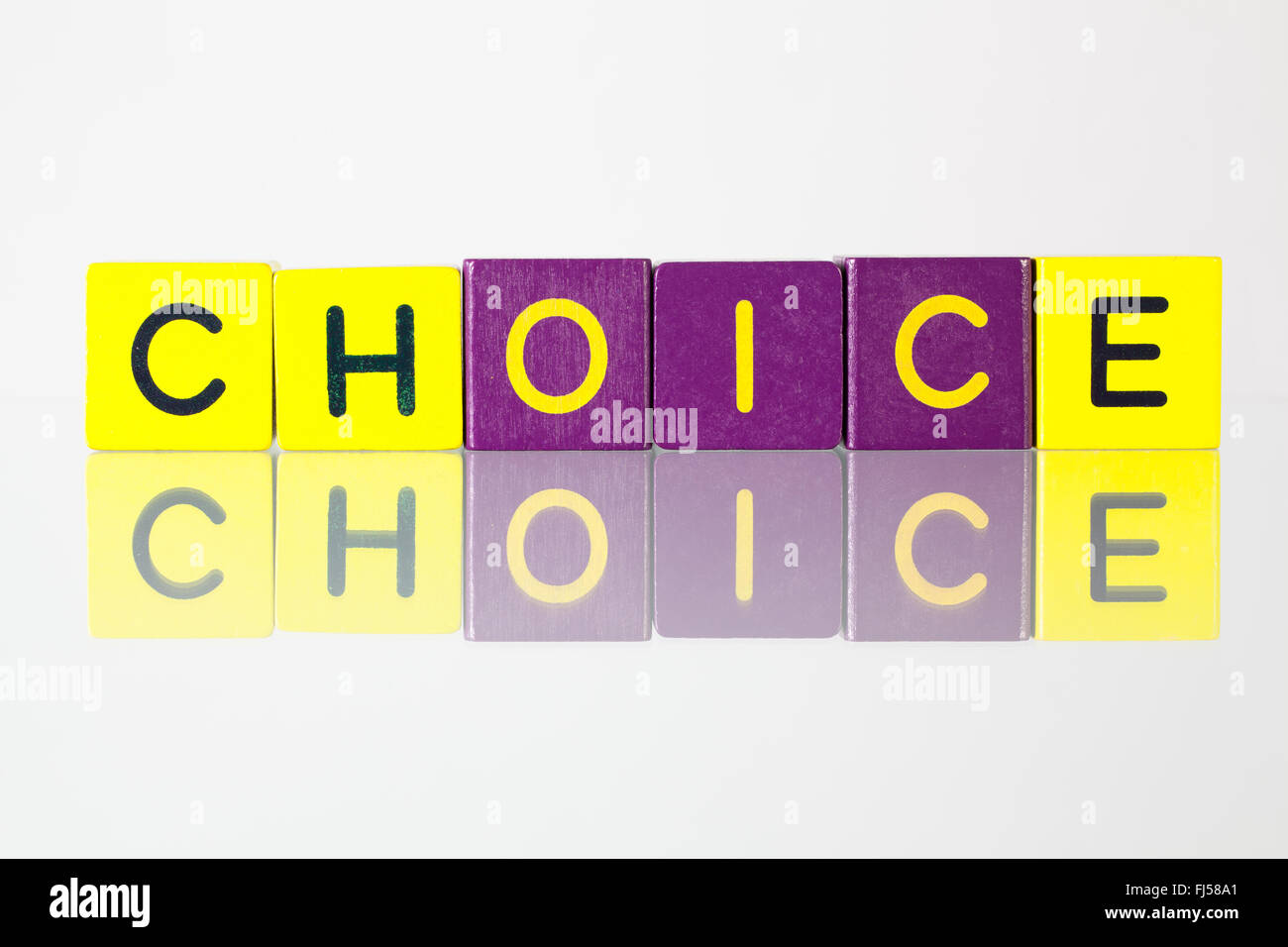 Choice - an inscription from children's wooden blocks Stock Photo