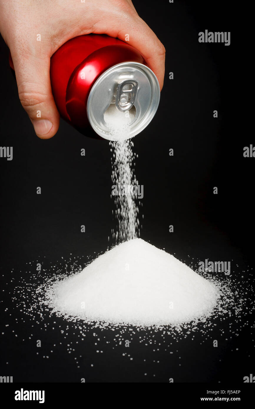 Unhealthy food concept sugar in carbonated drinks. High amount of