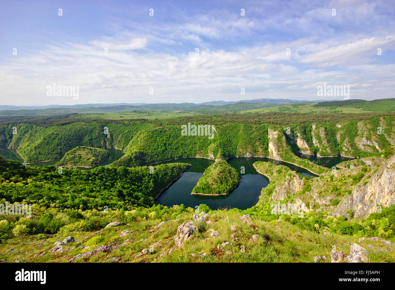 meanders of Uvac, Serbia and Montenegro, Serbia Stock Photo