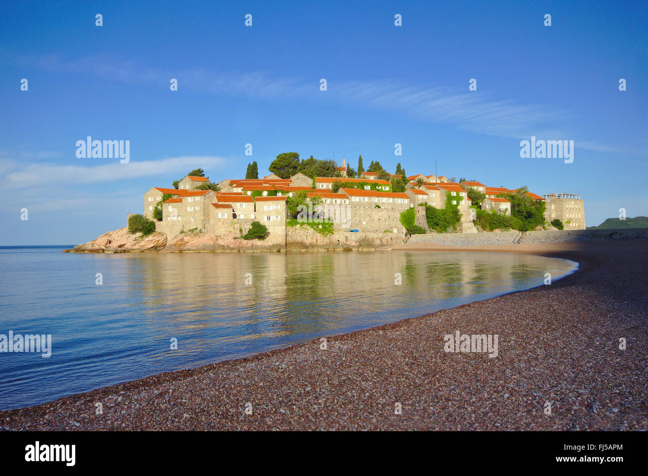 ilet and hotel resort Sveti Stefan, Montenegro Stock Photo