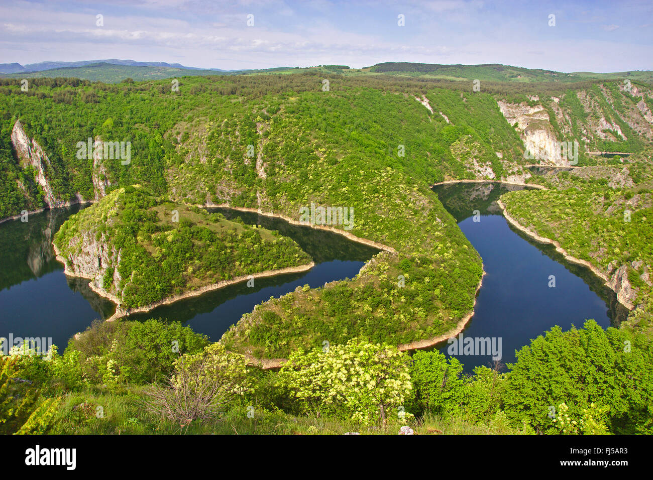 meanders of Uvac, Serbia and Montenegro, Serbia Stock Photo