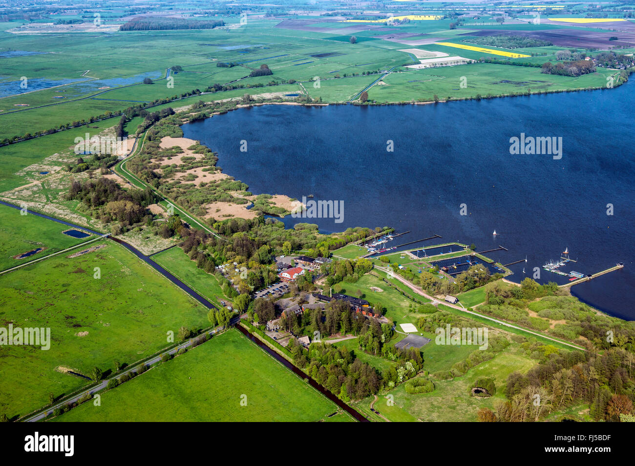 lake Duemmer, Olgahafen, county Vechta, aerial view, Germany, Lower Saxony, Oldenburger Muensterland, Duemmerlohhausen Stock Photo