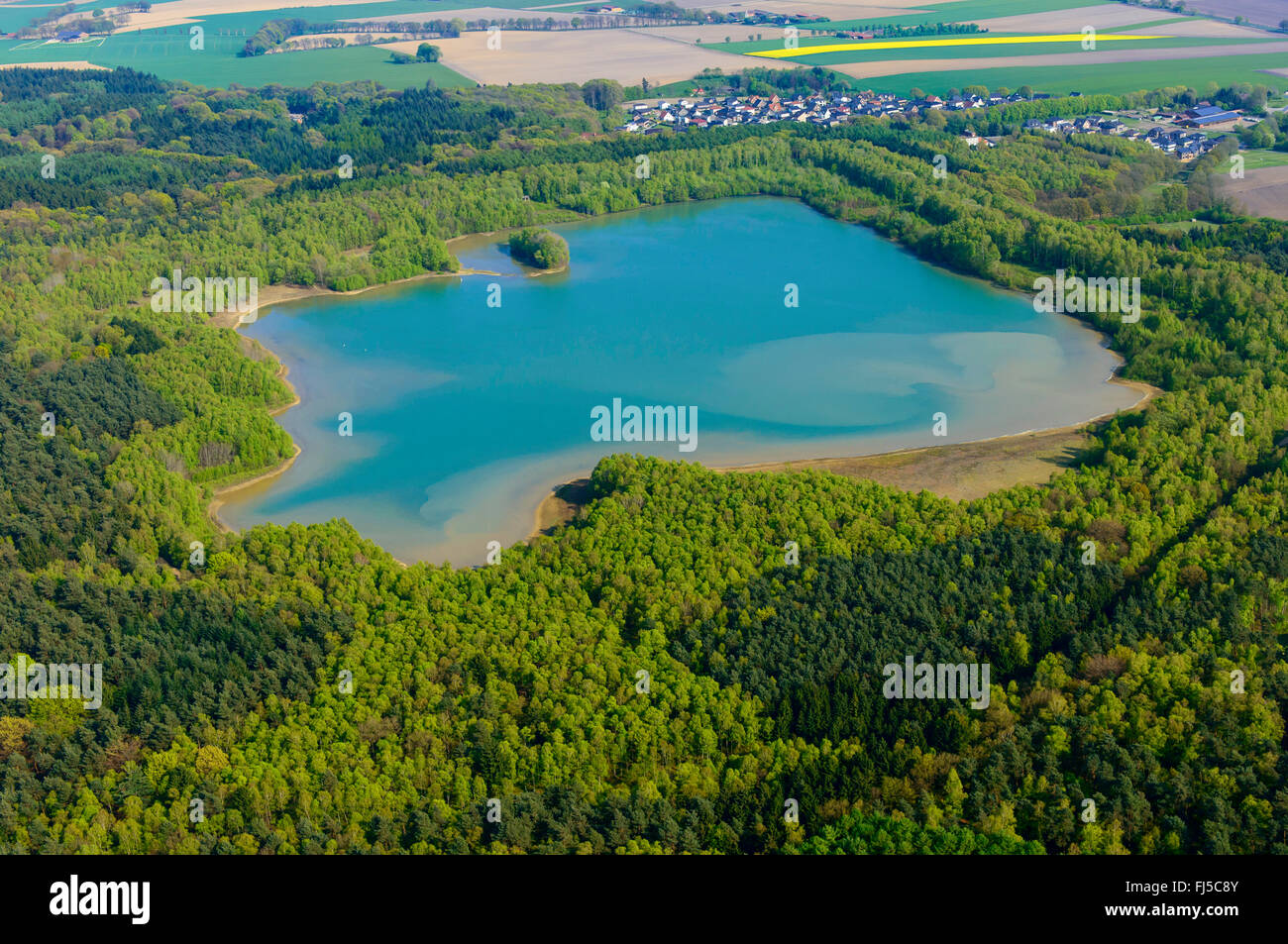Dammer mountain lake, county Vechta, aerial view, Germany, Lower Saxony, Oldenburger Muensterland, Damme Stock Photo