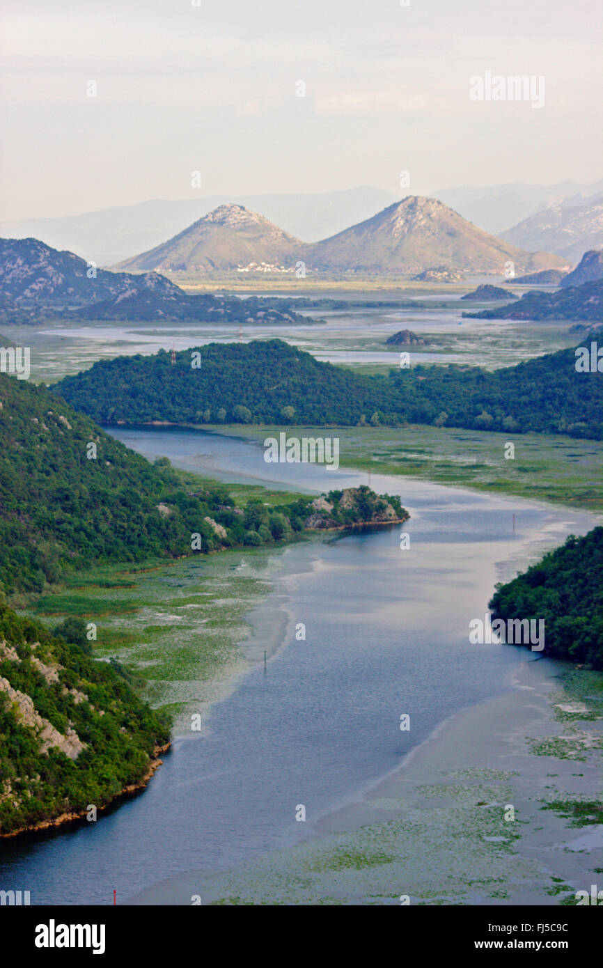 view from Pavlova Strana to Rijeka Crnojevica river near Skadar lake, Montenegro Stock Photo