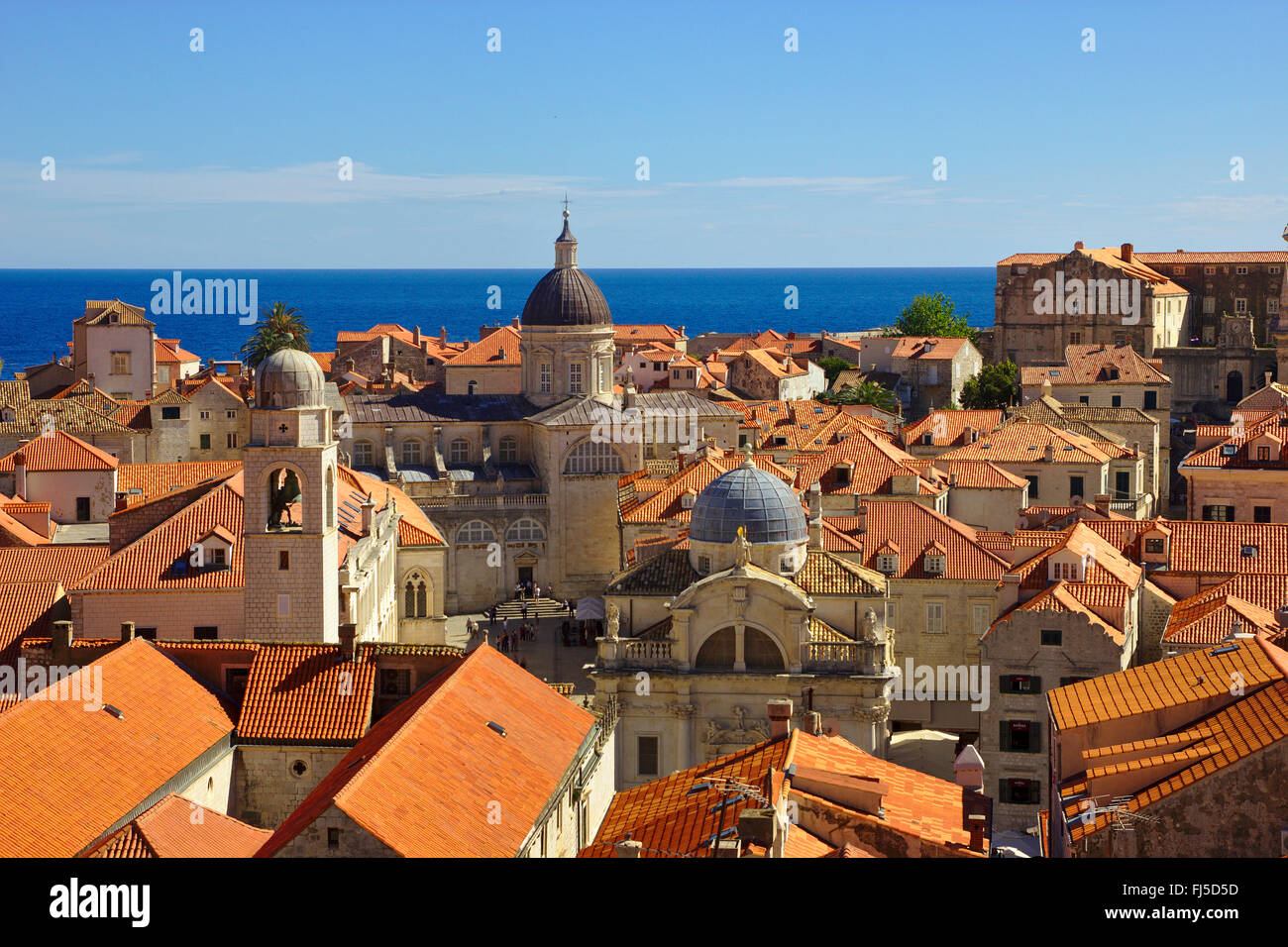view from the city wall to the old town, Croatia, Dubrovnik Stock Photo