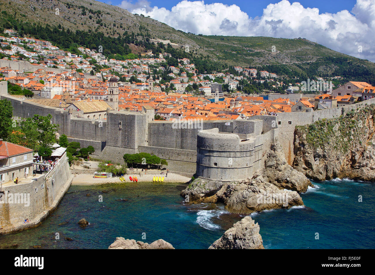 view from Fort Lovrijenac to the old town, Croatia, Dubrovnik Stock Photo