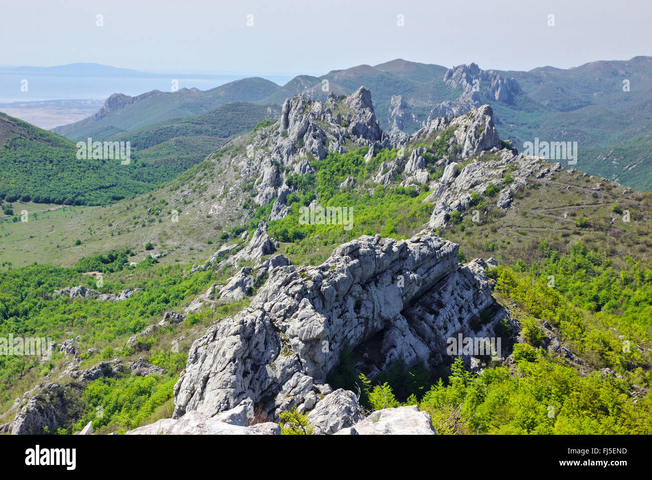 limestone rocks in the Velebit mountain range, view from Kuk od Karline Plane, Croatia Stock Photo