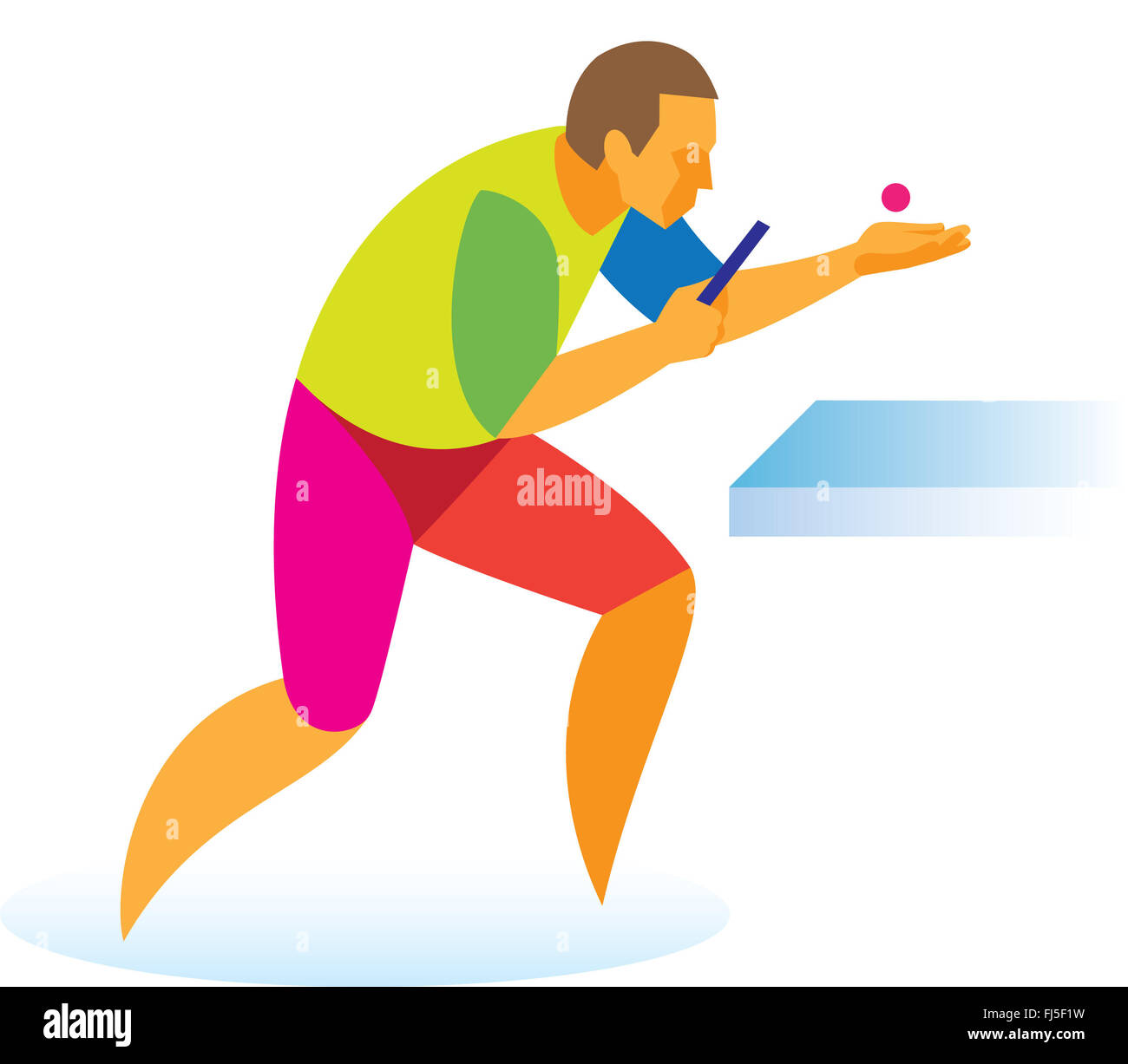 table tennis player serves the ball Stock Photo Alamy