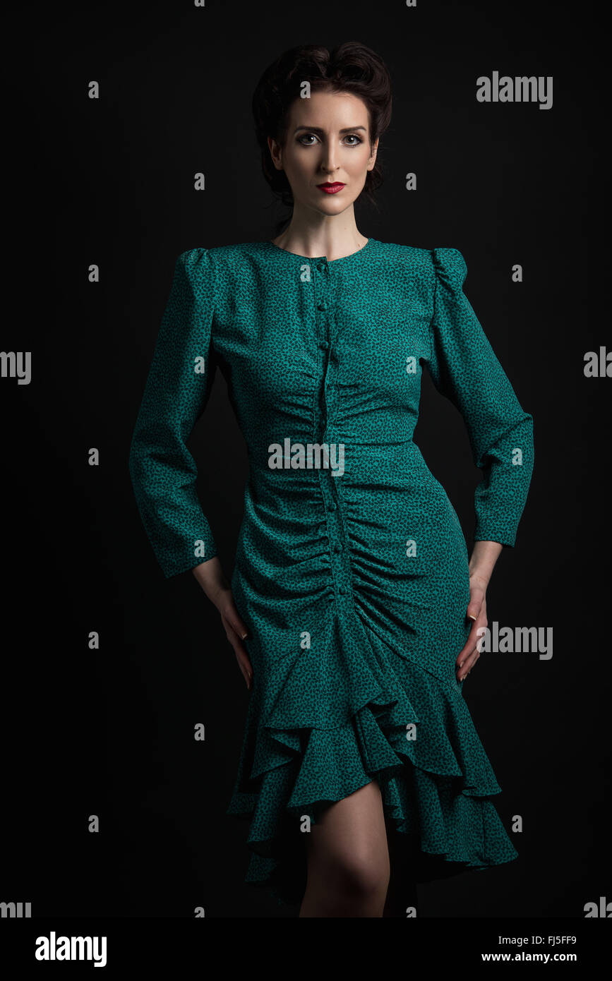 Vintage green dress hi-res stock photography and images - Alamy