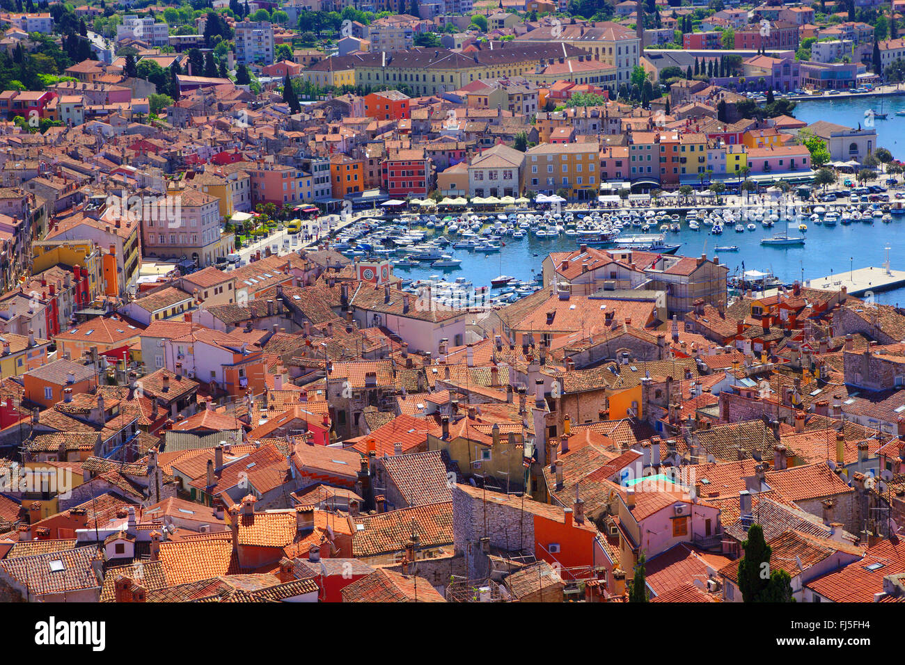 view from steeple to the old town, Croatia, Istria, Rovinj Stock Photo