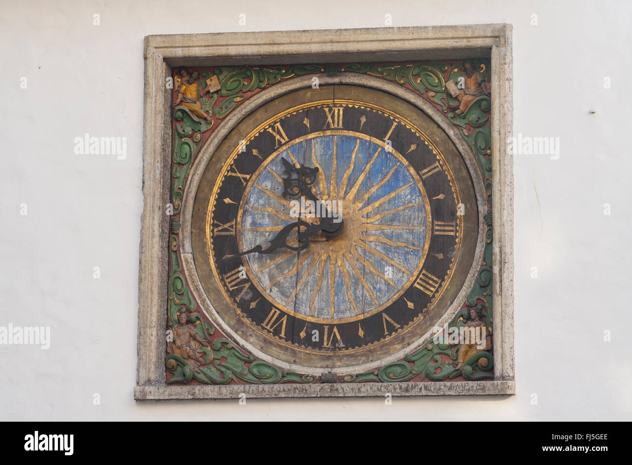 Carved wooden clock at the Church of the Holy Ghost Tallinn, Estonia