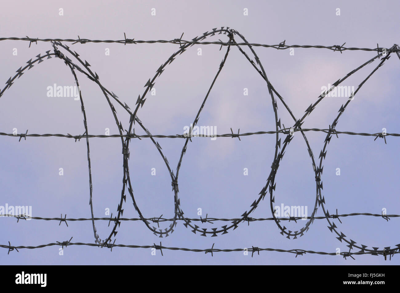 concertina wire, barbed wire, Germany, Wuppertal Stock Photo