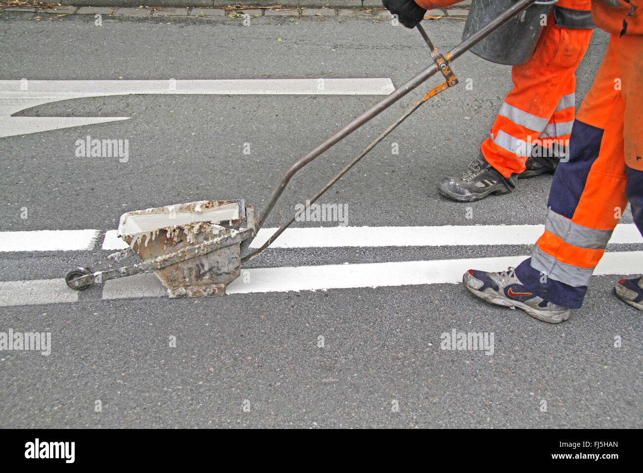 road marking work, Germany Stock Photo