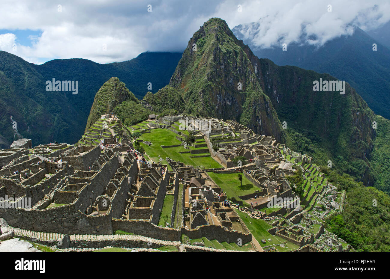 Machu Picchu famous ruins from above in Peru from Inca history, Peru