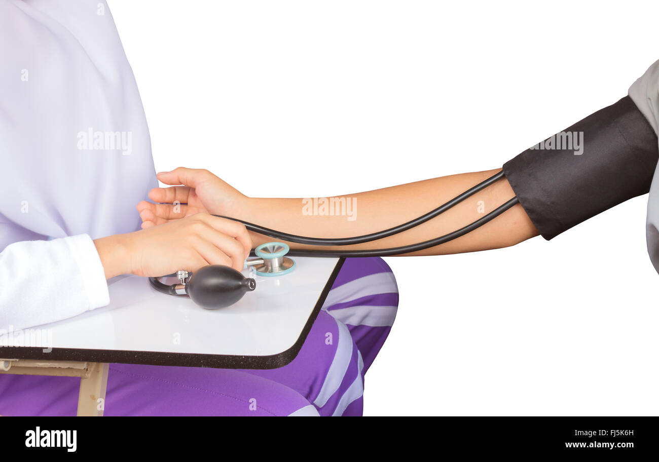 checking blood pressure arm on White background Stock Photo Alamy