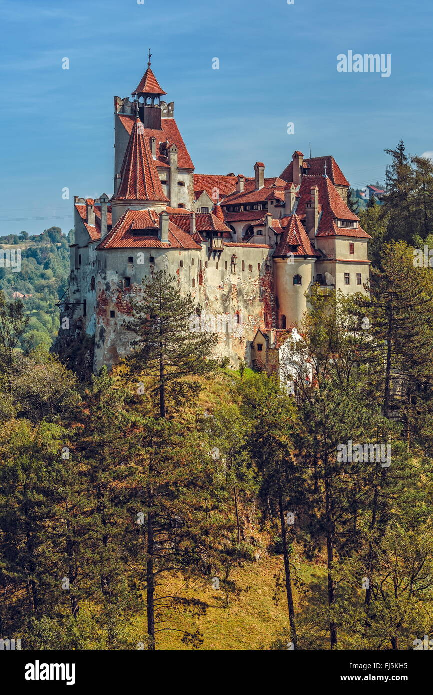 BRAN, ROMANIA - SEPTEMBER 22, 2015: Bran Castle, also known as Dracula Castle. Its fame is created around Bram Stoker’s characte Stock Photo