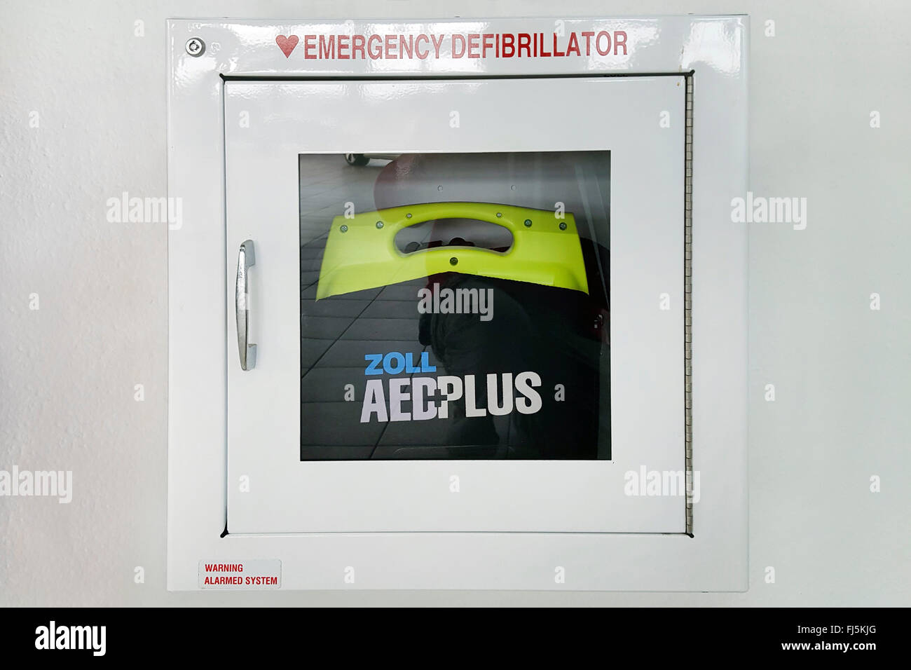 publicly accessible automated external defibrillator Stock Photo