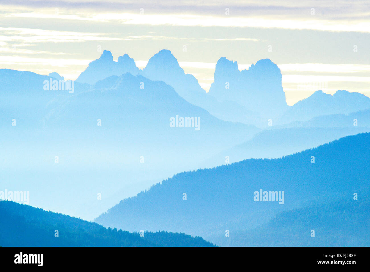 Dolomites in haze, Italy, South Tyrol, Dolomites Stock Photo