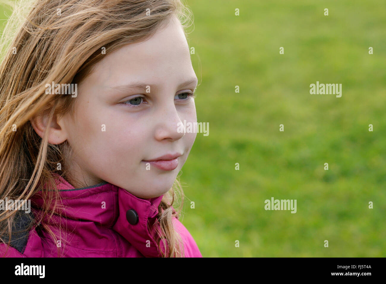 8 years old girl, portrait, Germany Stock Photo