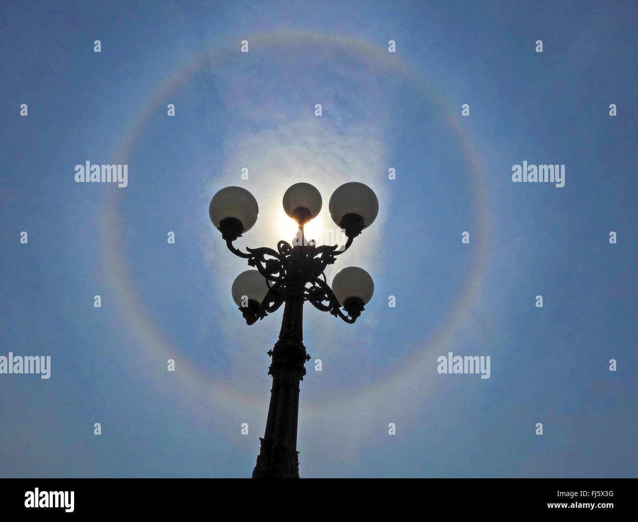 street lights and halo, Germany, Hamburg Stock Photo