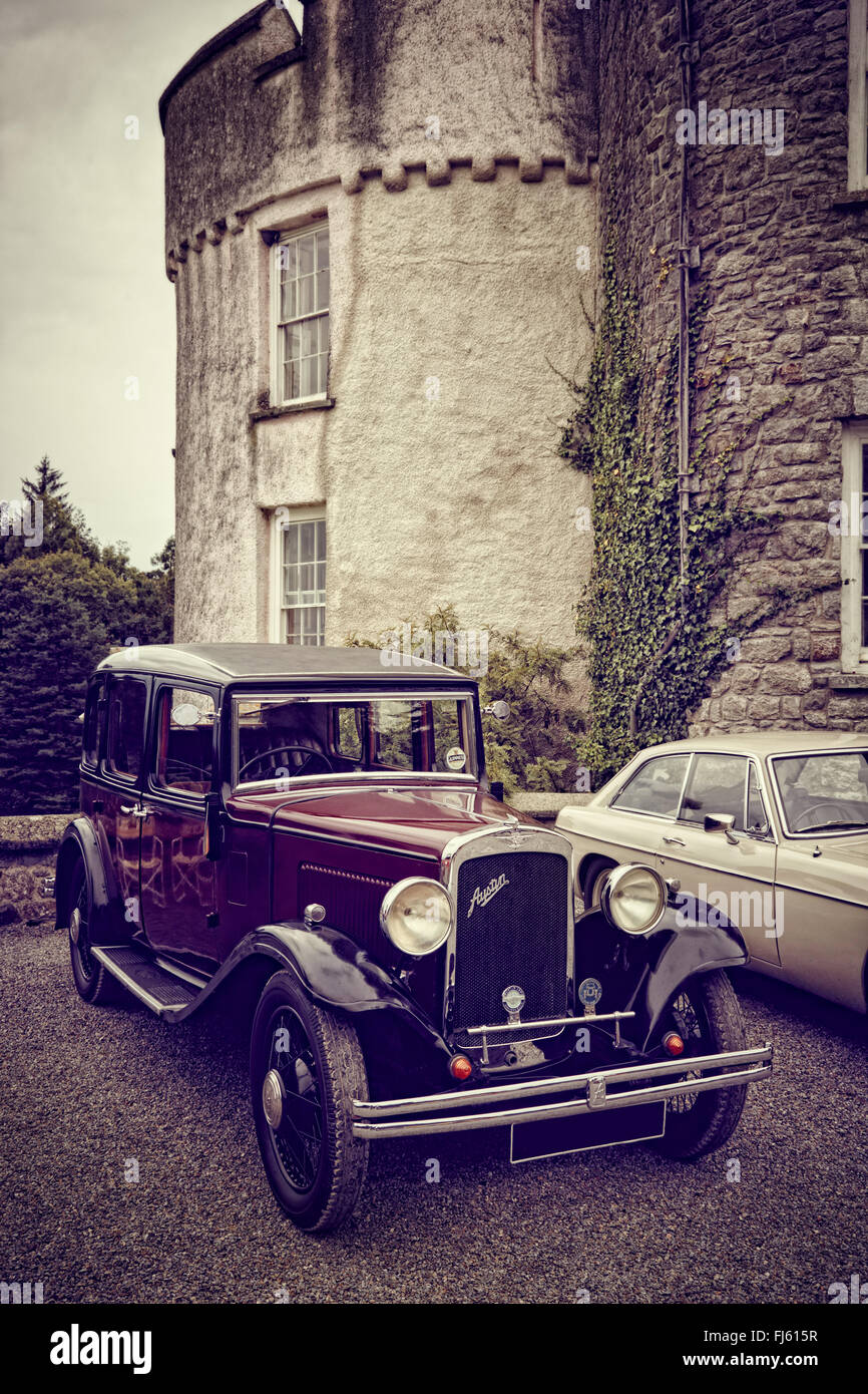 An old Austin 10 at Picton castle Vintage car rally, Pembrokeshire, Wales. Stock Photo