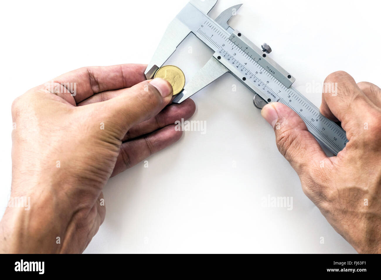 Vernier is a measure of the jobs and the industry is measured in centimeters and inches. Stock Photo