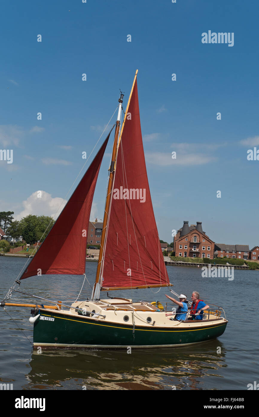 Sailing on Oulton Broad, part of the Southern Broads, Lowestoft, Suffolk, England Stock Photo